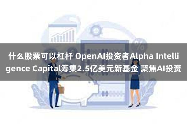 什么股票可以杠杆 OpenAI投资者Alpha Intelligence Capital筹集2.5亿美元新基金 聚焦AI投资