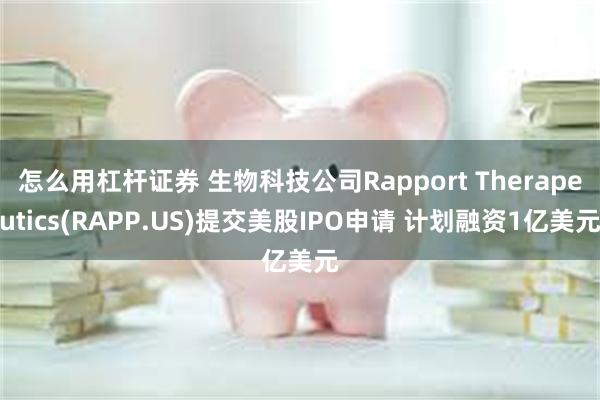 怎么用杠杆证券 生物科技公司Rapport Therapeutics(RAPP.US)提交美股IPO申请 计划融资1亿美元