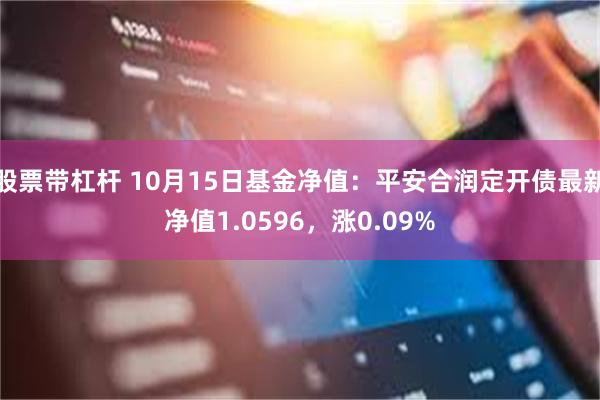 股票带杠杆 10月15日基金净值：平安合润定开债最新净值1.0596，涨0.09%